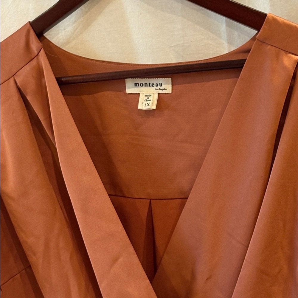 Rust Orange Ruffle Sleeve Blouse - Picture 2 of 3
